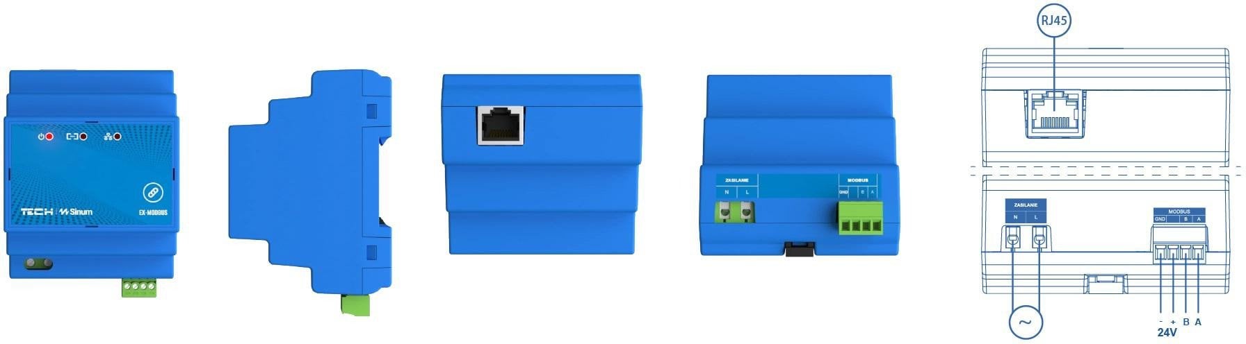 Extender sygnału na szynę DIN EX-MODBUS Tech sterowniki