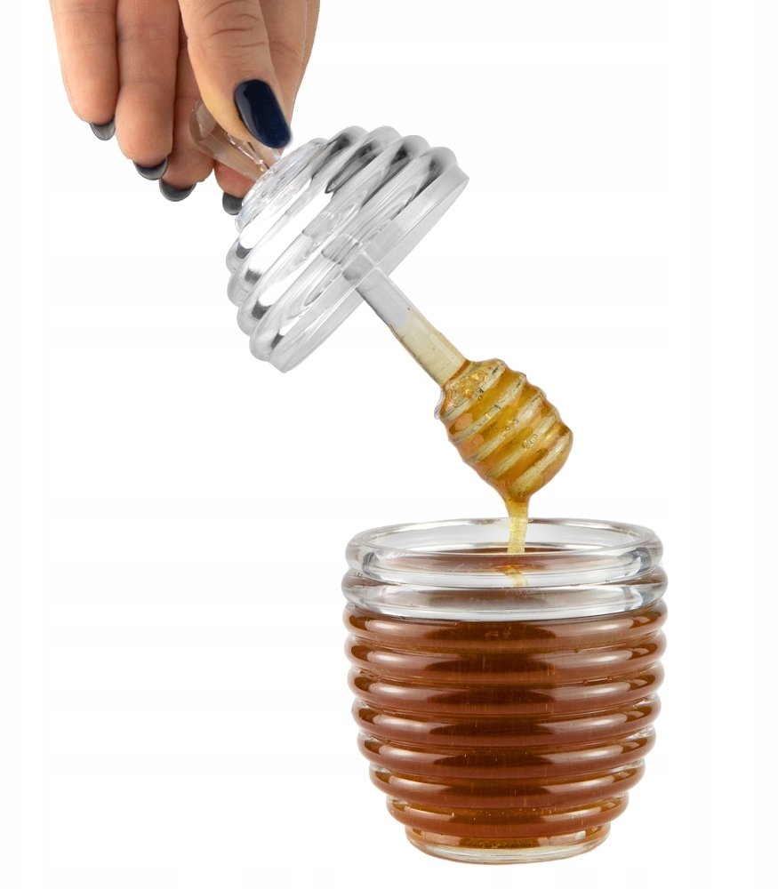 SŁOIK POJEMNIK NA MIÓD 200ml Z CZERPAKIEM ŁYŻKĄ SŁOICZEK OZDOBNY