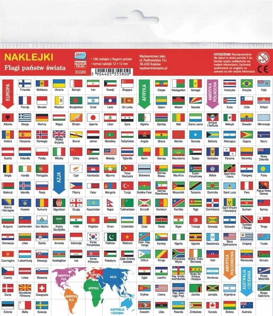 Wydawnictwo Jako Naklejki. Flagi państw świata