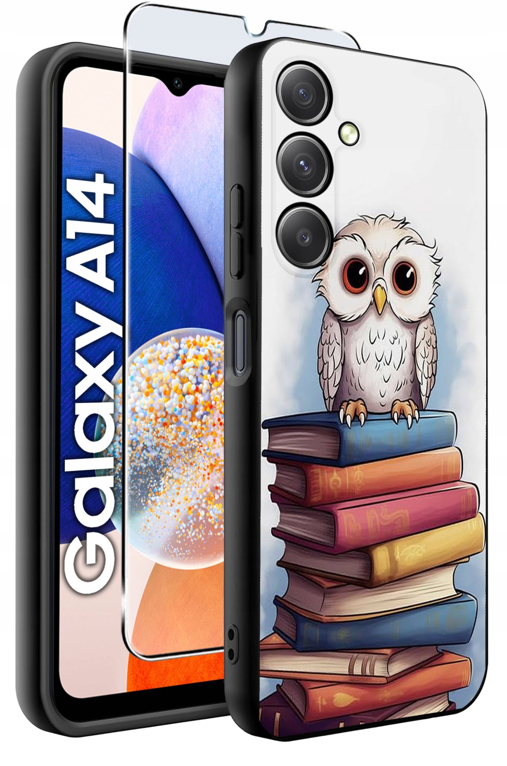 ETUI do Samsung A14 5G WZORY | SILIKONOWE MATT CASE + SZKŁO HARTOWANE 9H