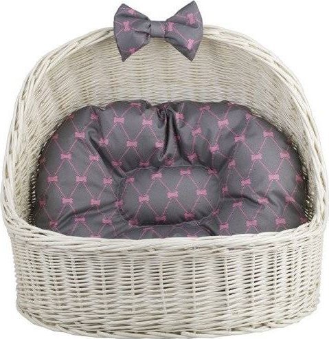 WickerPL ELSA WIKLINOWE wybielane OWALNE LEGOWISKO DLA ZWIERZĄT Z DACHEM BUDA DLA KOTA LEGOWISKO DLA PSA Z PODUSZKĄ 60X46 H16/48 CM