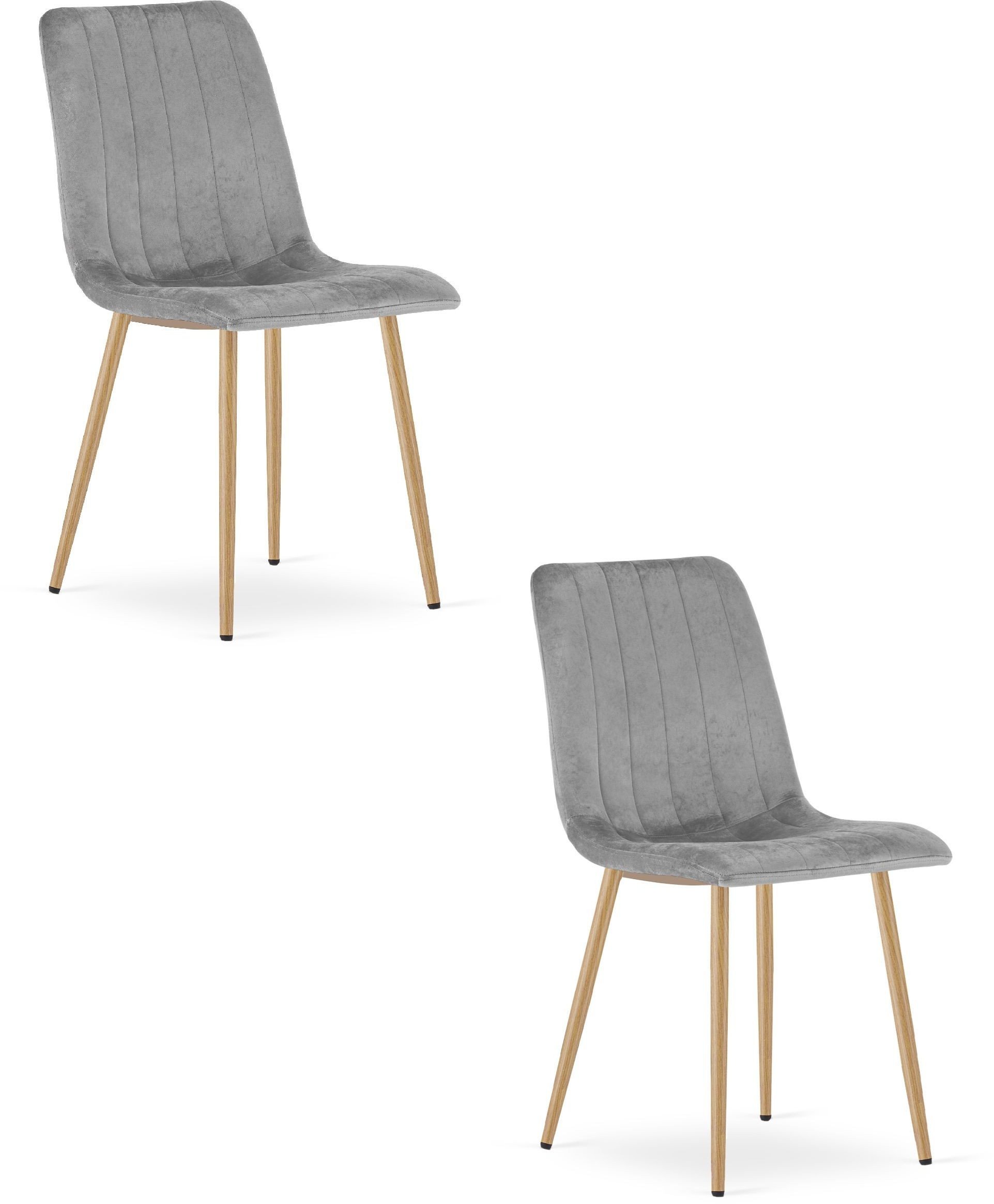 Krzesło welurowe szare tapicerowane LAVA do jadalni kuchni salonu x2