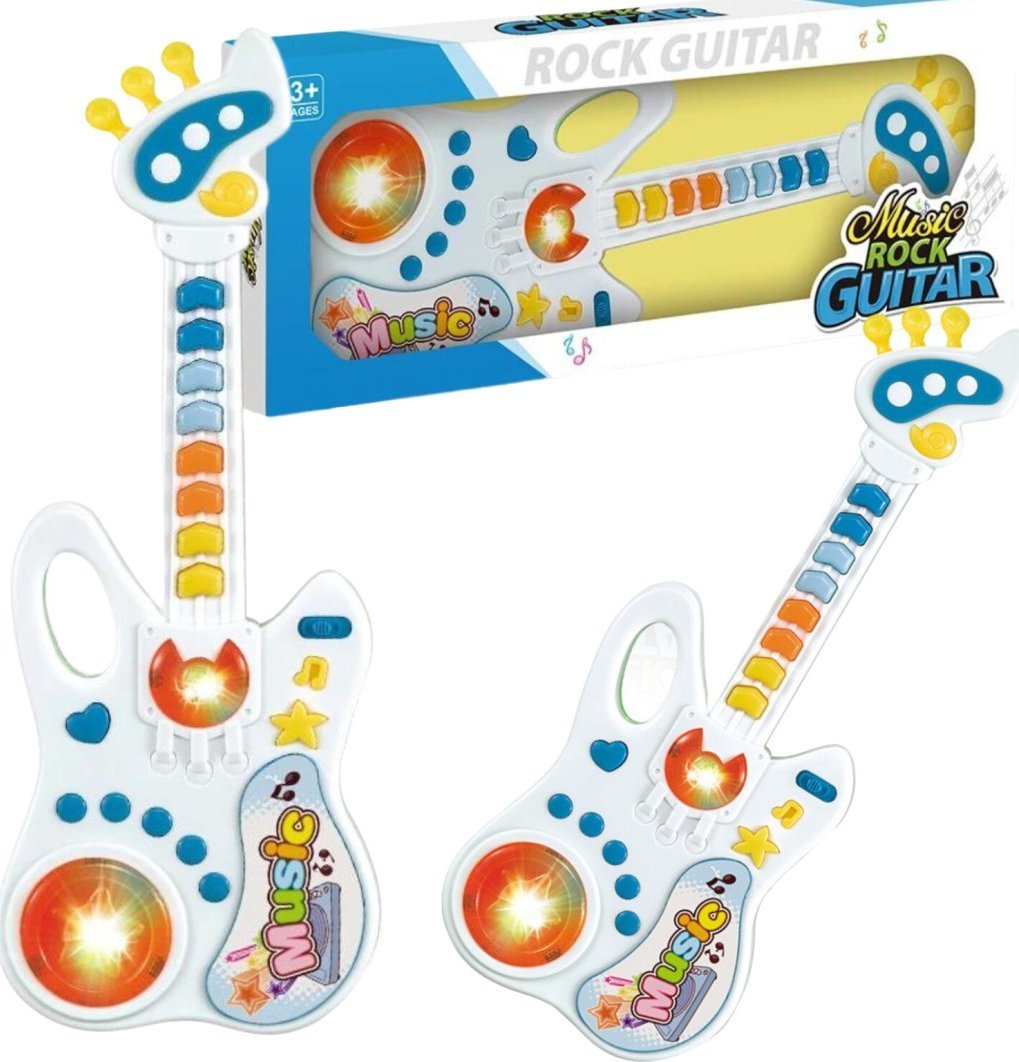 GITARA INTERAKTYWNA DLA DZIECI INSTRUMENT MUZYCZNY EFEKTY ŚWIETLNE MUZYKA