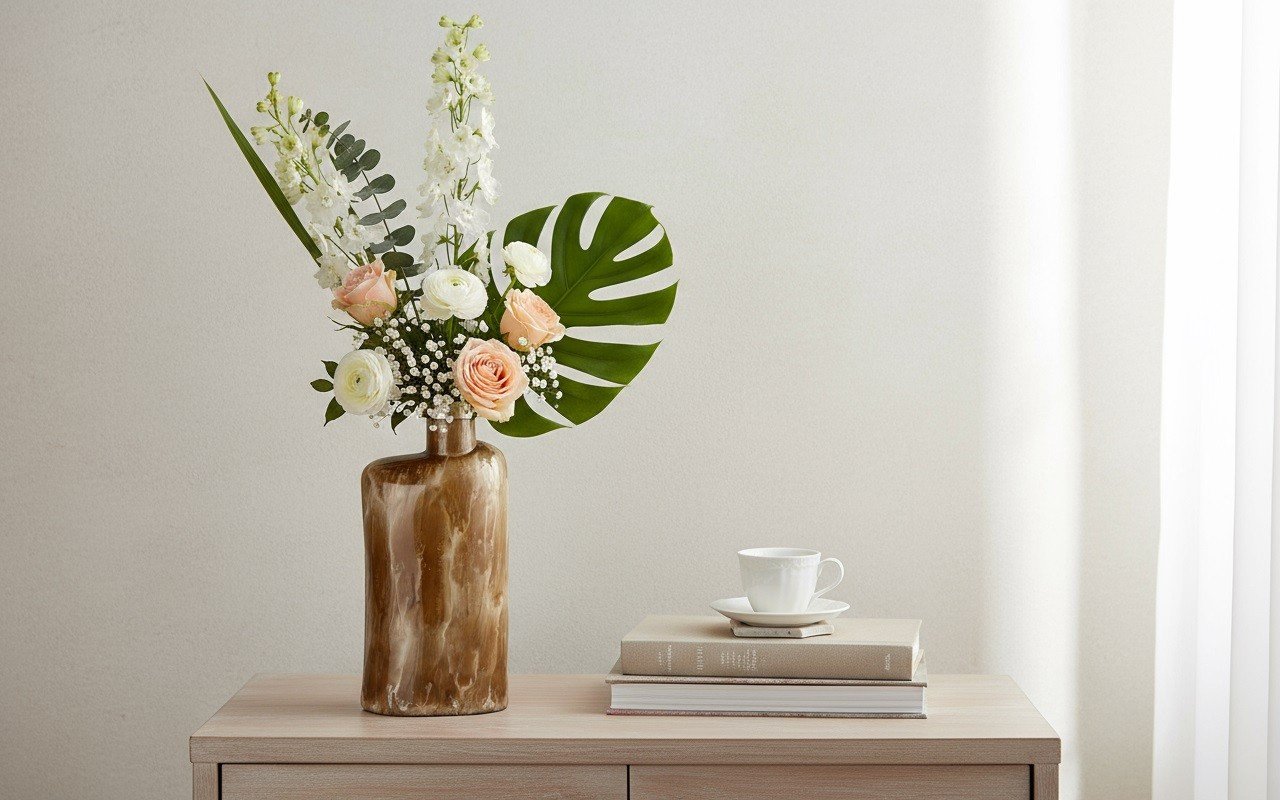 Wazon szklany 30 cm beżowo-brązowy IR0036