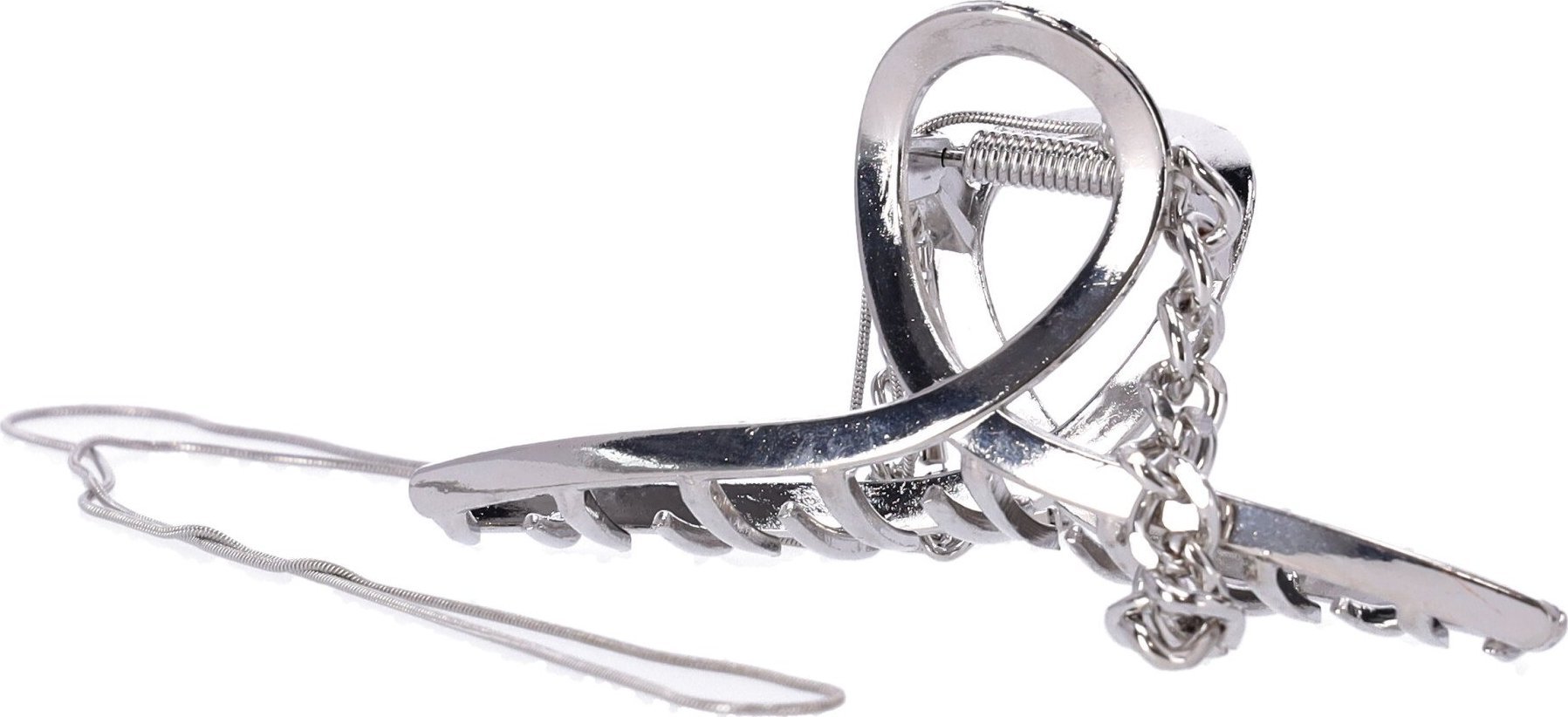 Hedo Ozdobna spinka, klamra do włosów - srebrna, z łańcuszkiem