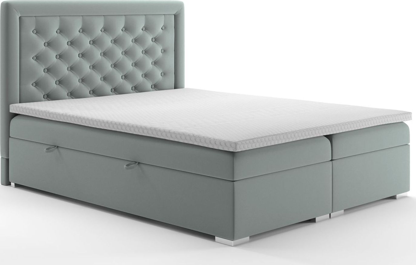LAVERTO Łóżko kontynentalne AMIGO 180x200 szare velvet z pojemnikiem