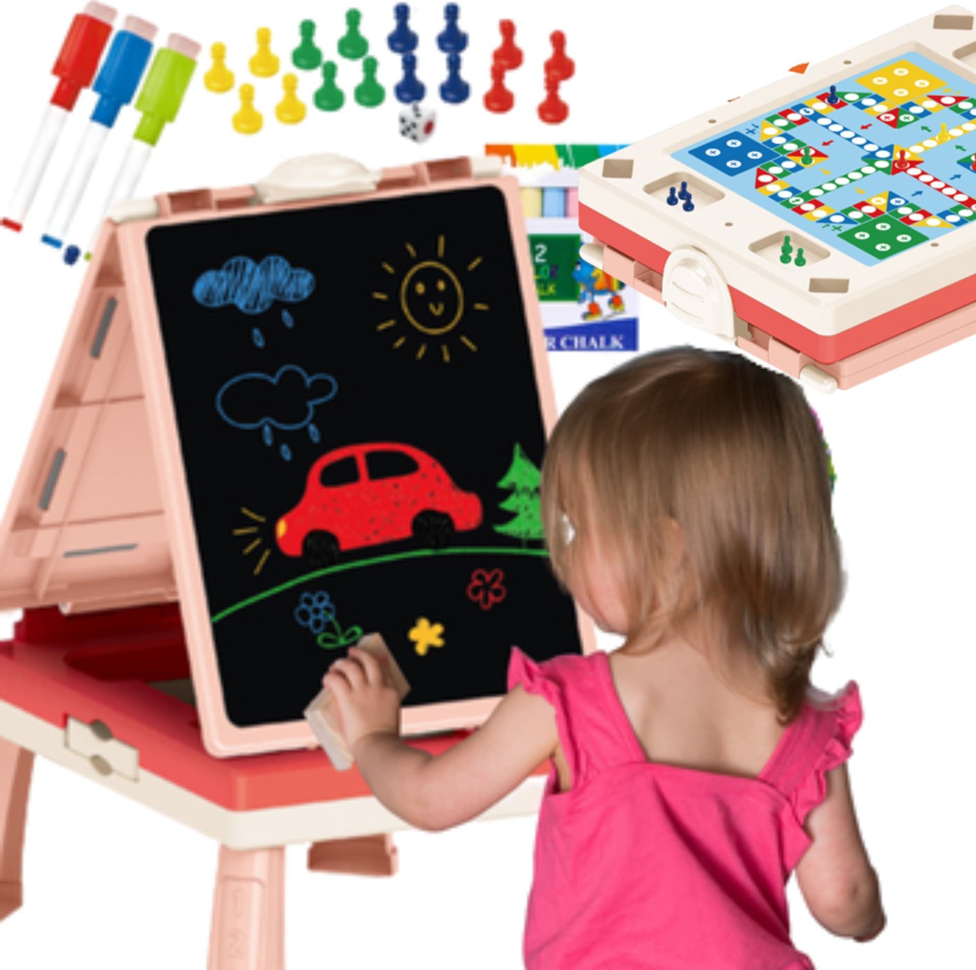 ProNice DUŻA TABLICA EDUKACYJNA MAGNETYCZNA DWUSTRONNA KREDOWA STOLIK GRY MARKERY