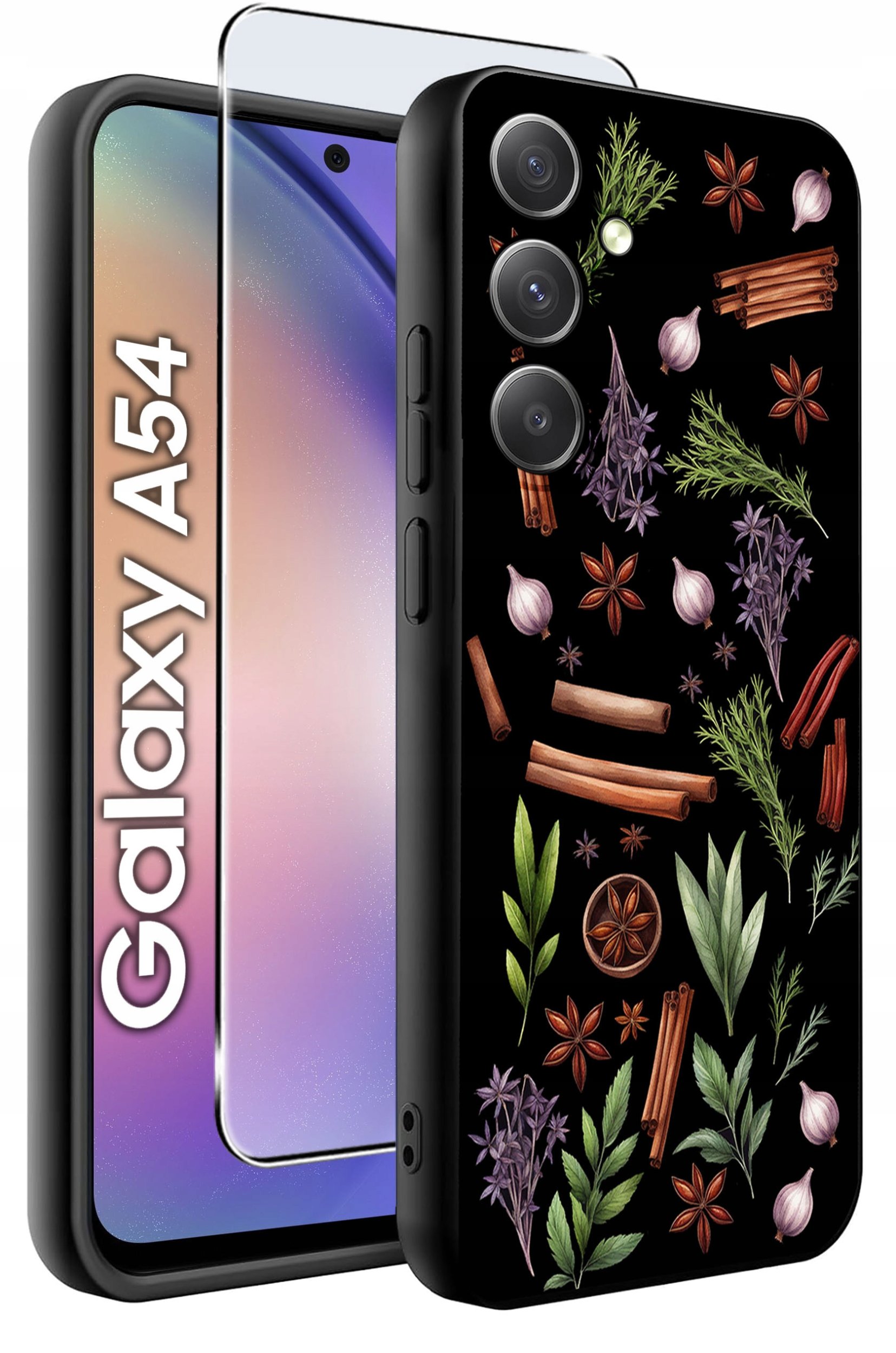 ETUI do Samsung A54 5G WZORY | SILIKONOWE MATT CASE + SZKŁO 9H