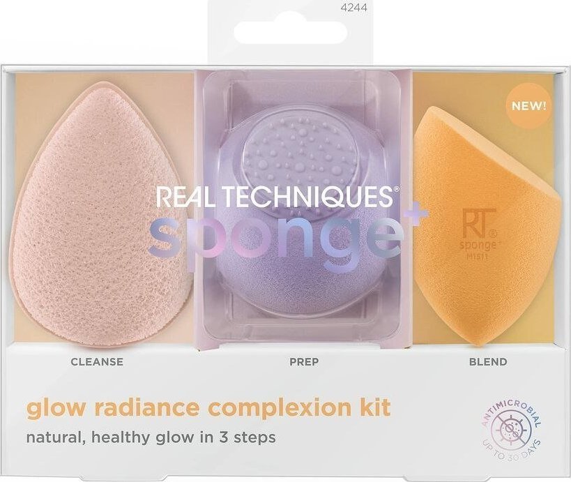 Real Techniques Gąbka do Makijażu Real Techniques Sponge + Glow Radiance Complexion (3 pcs)