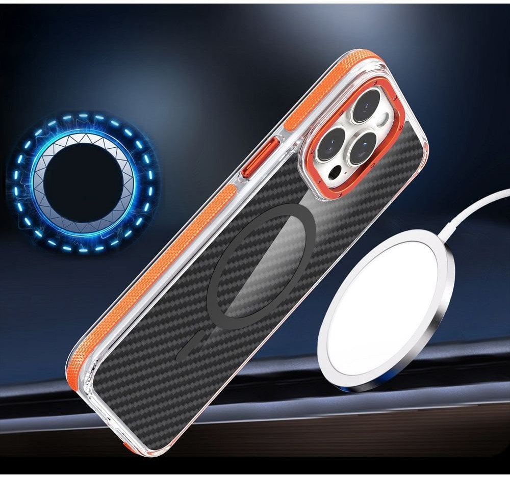 Futerał FIBER kompatybilny z MagSafe do IPHONE 16E pomarańczowy