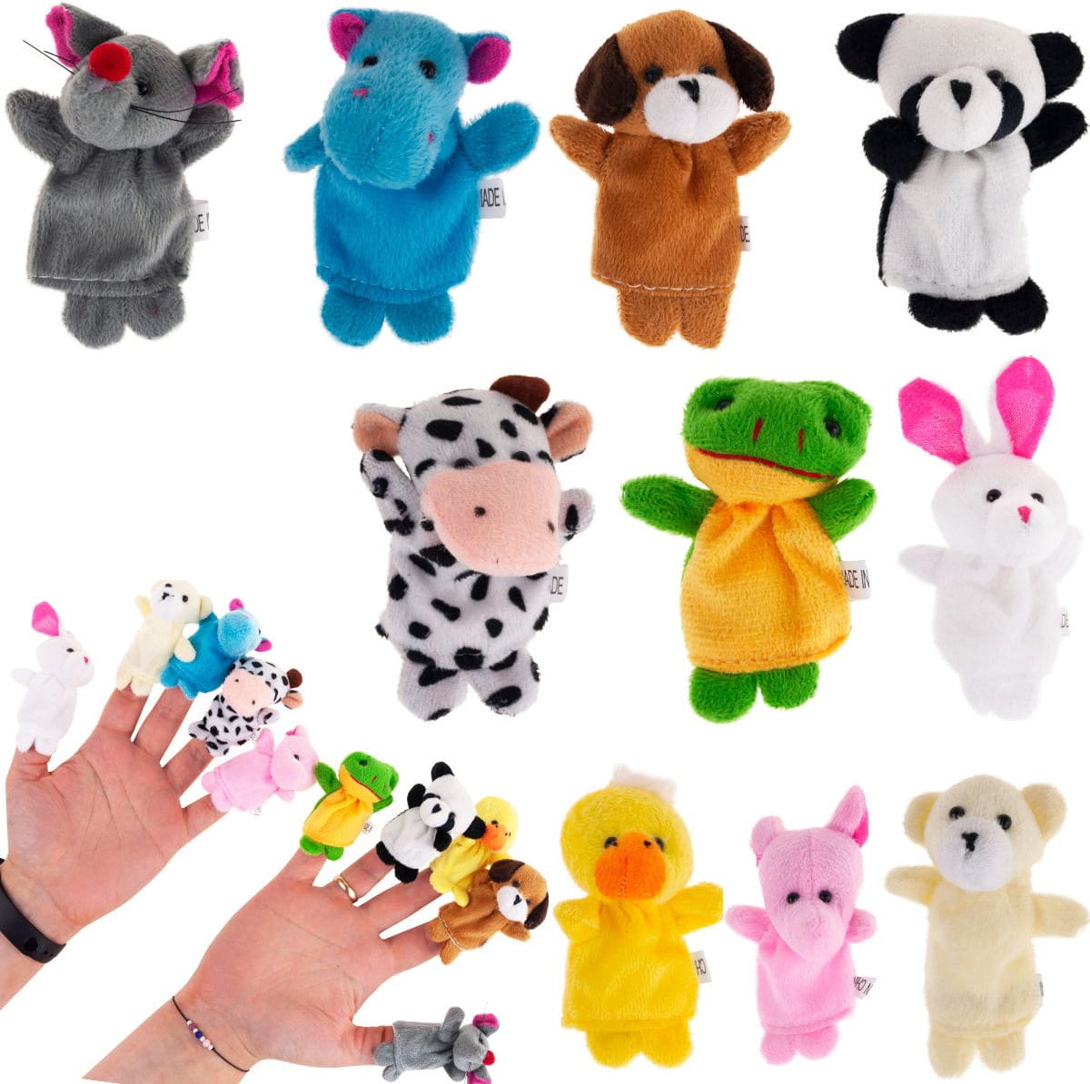 TG64638 PACYNKI PLUSZOWE PALCZATKI 10SZT ZWIERZĄTKA ZOO