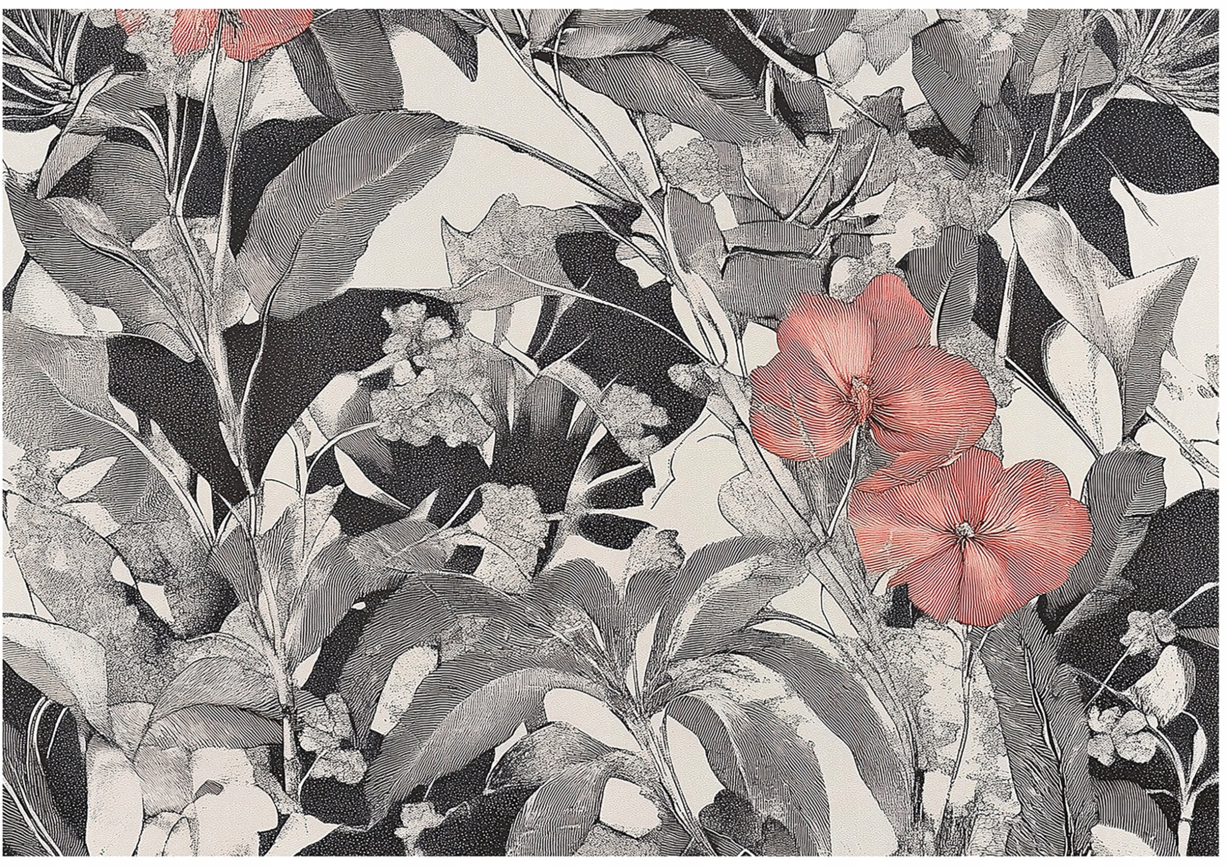 Fototapeta Kwiaty Liście Vintage Sypialnia Salon Tapeta Flizelina 350X250