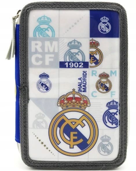 Piórnik szkolny Real Madryt z wyposażeniem dla chłopca rozkładany potrójny