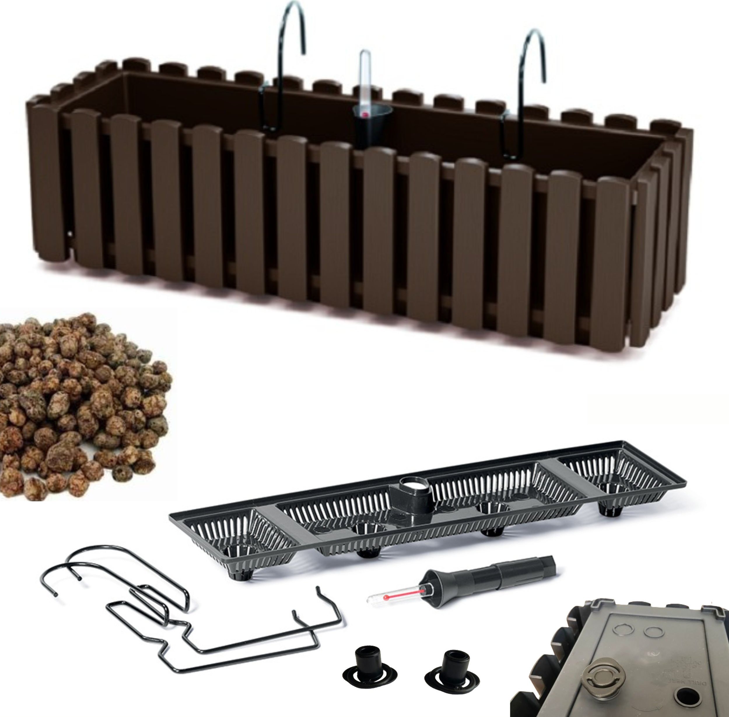Prosperplast Skrzynka na balustradę DDEF600W Doniczka balkonowa + Keramzyt 1l