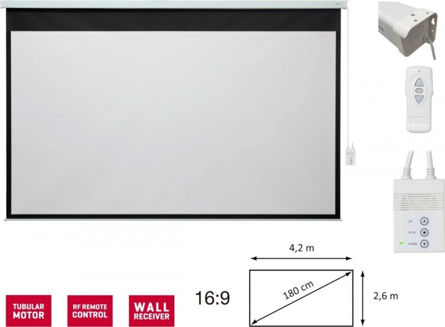 Ekran do projektora Fonestar Fonestar PPEL-16180-FA - Elektryczny ekran projekcyjny 16:9, przekątna 180', pilot