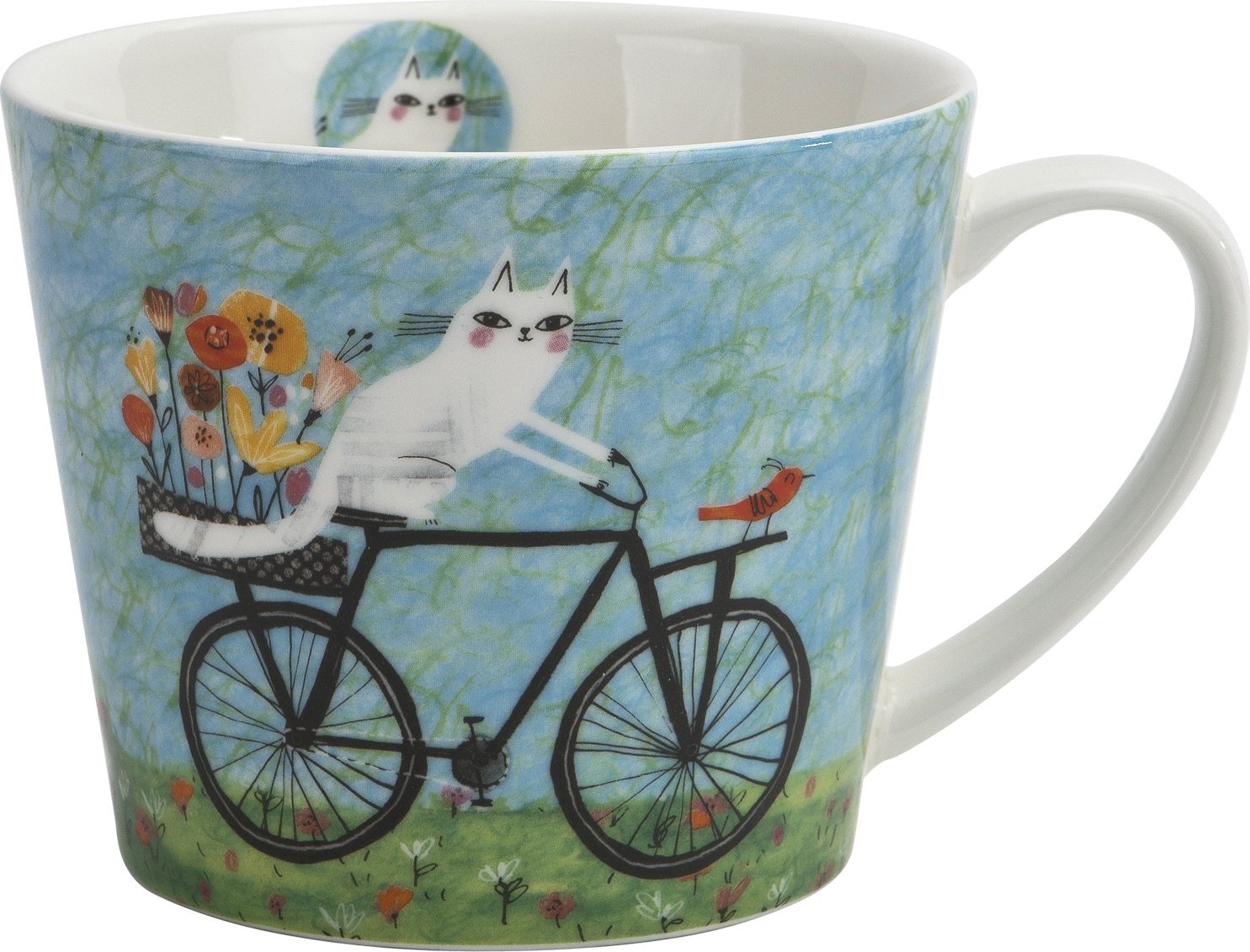 DUO Kubek porcelanowy 610 ml prosty Koci Świat Rower