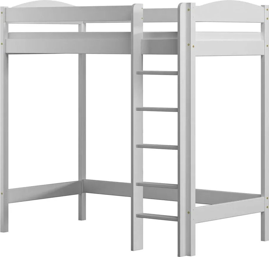 Elior Białe łóżko piętrowe pojedyncze z materacem - Igi 3X 190x80 cm