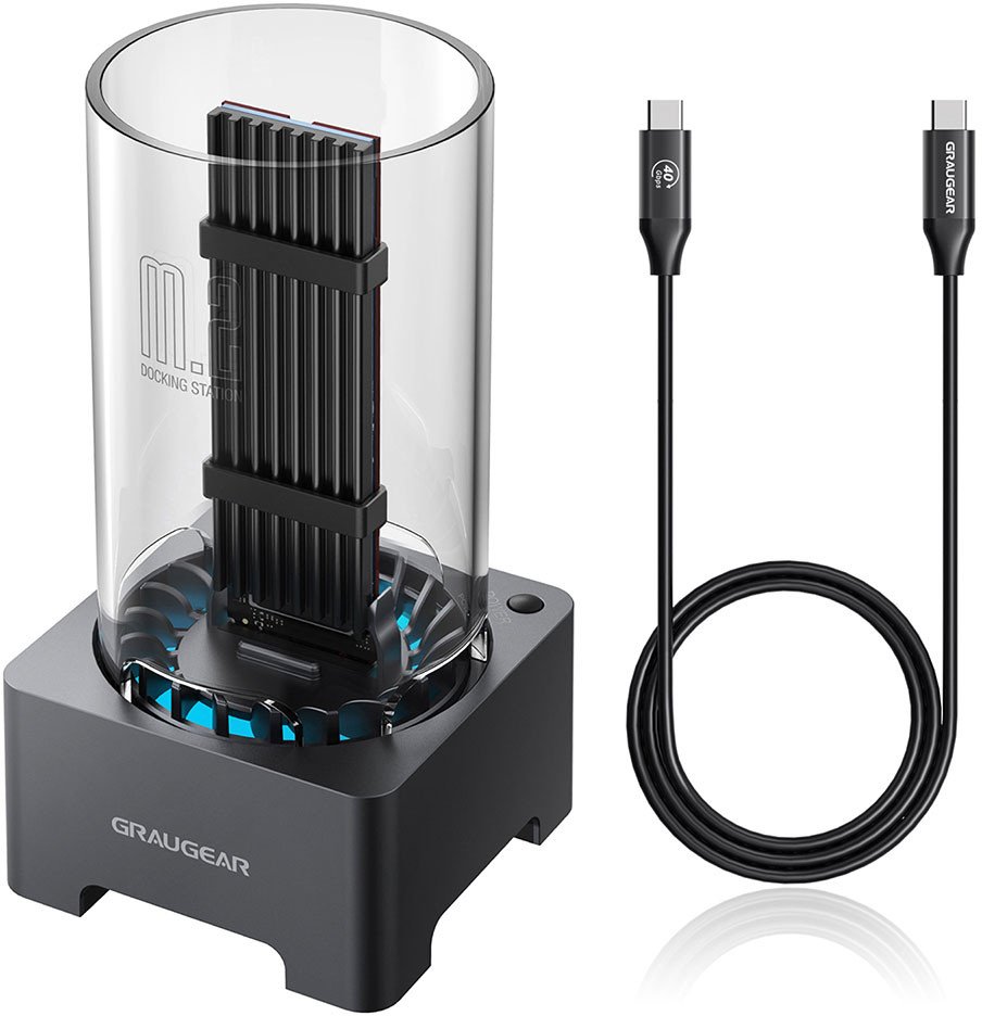 Graugear USB 4.0 Docking Station für M.2 NVMe SSD mit Heatsink und Lüfter