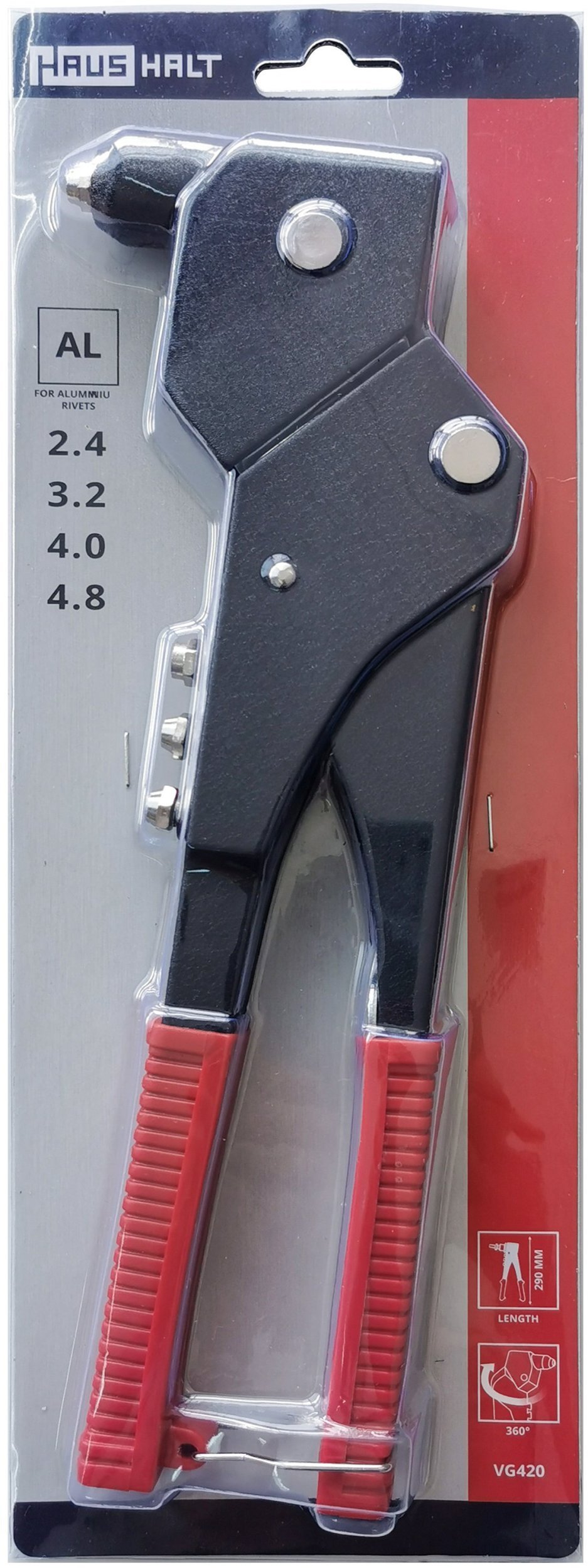 HAND RIVETER 290MM.ROTARY HEAD