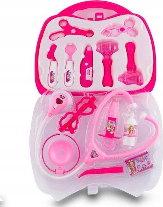 Zestaw małego lekarza w walizce różowy 14el