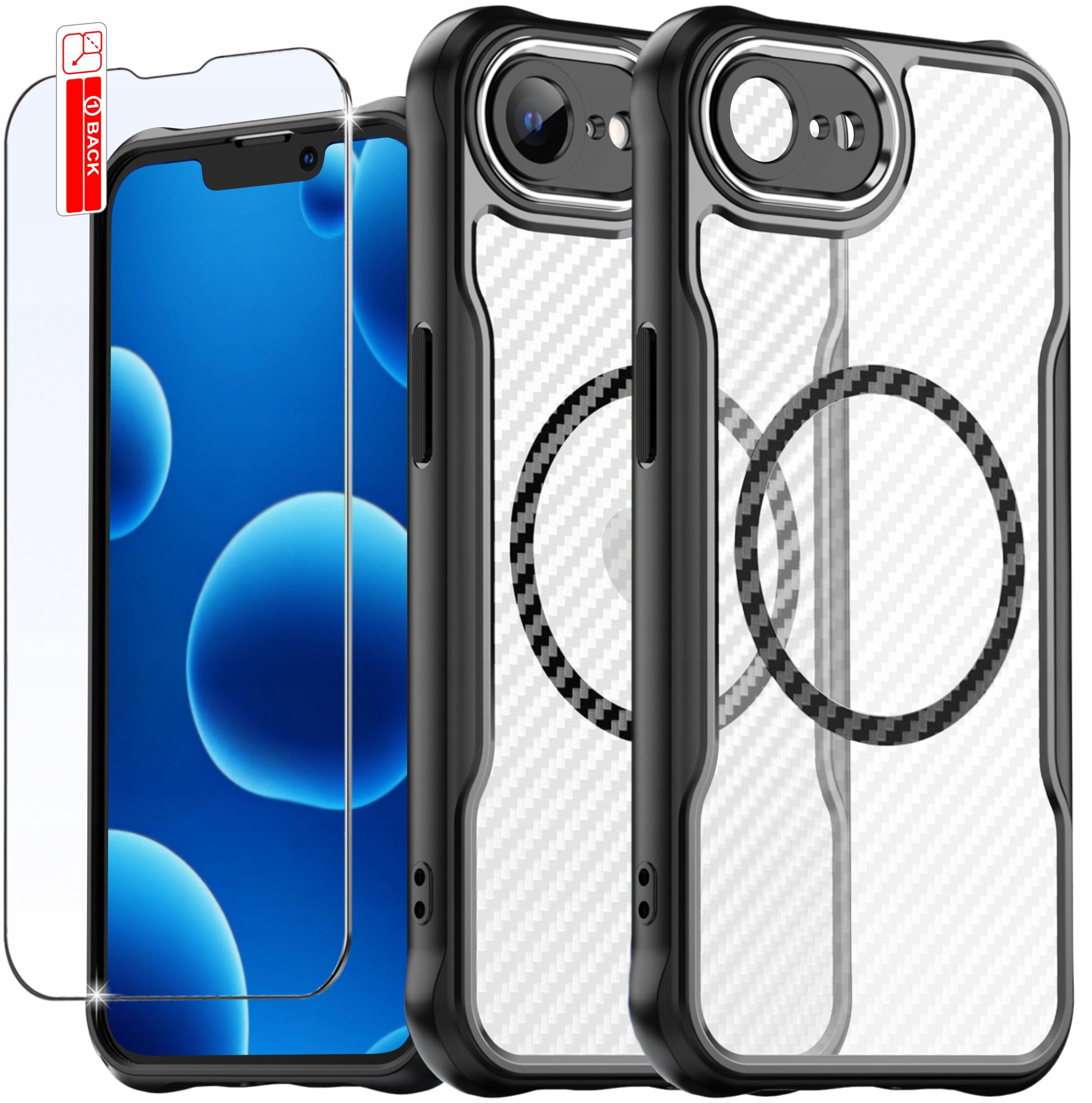 Etui do iPhone 16e |do MagSafe, Czarne Matowe, Trwałe, Wzmacniane|+ SZKŁO