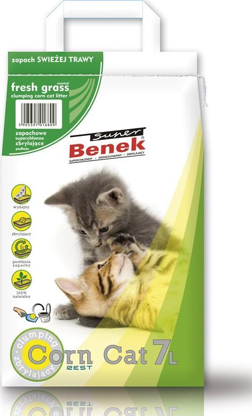 Żwirek dla kota Super Benek Corn Cat Świeża trawa 7 l