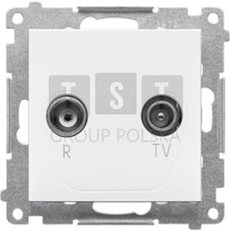 TAP10.01/111 Simon 55 Gniazdo antenowe R-TV przelotowe 10 dB (moduł). 1x Wejście: 5862 MHz Biały mat TAP10.01/111