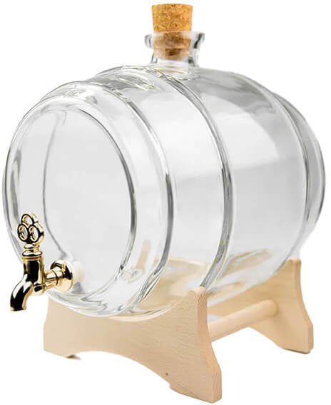 Lumarko BECZKA SZKLANA 2L beczułka BEZBARWNA antałek z kranem