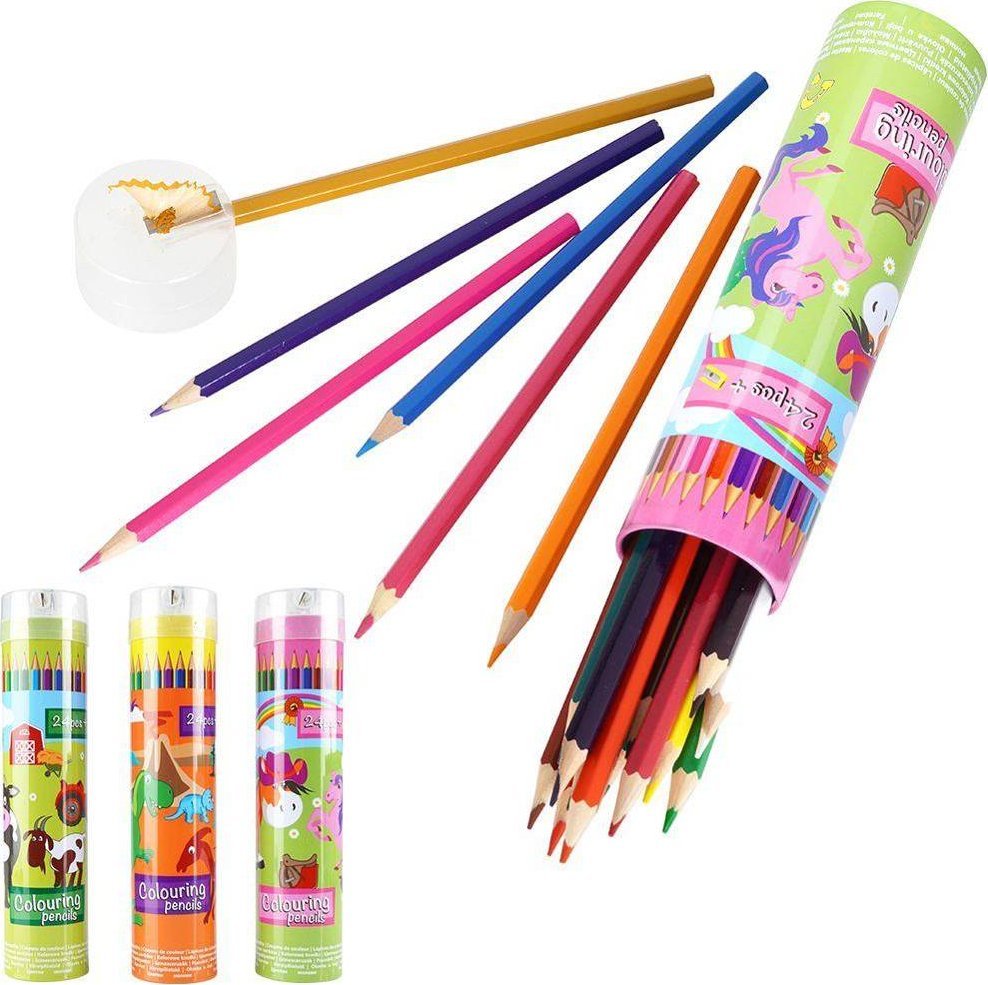 Free & Easy Kredki ołówkowe kolorowe w metalowym pudełku z temperówką 24 kolory