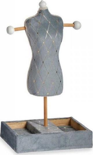 Gift Decor Szkatułka na nóżkach Szary Aksamit Drewno (12 x 40 x 24 cm)