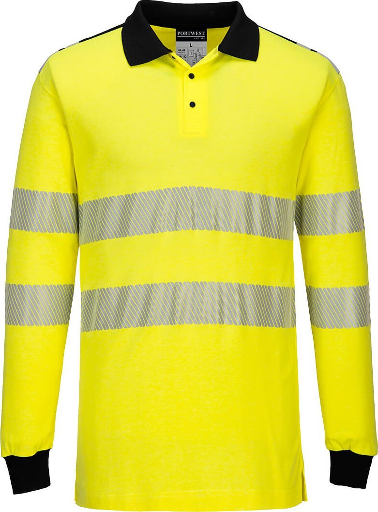 Portwest FR702 - Trudnopalna ostrzegawcza koszulka polo - żółty-granatowy XL