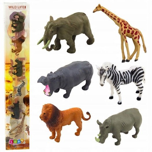 Zestaw Mini Figurki Dzikie Zwierzęta Żyrafa Zebra Lew 6-8cm 6szt