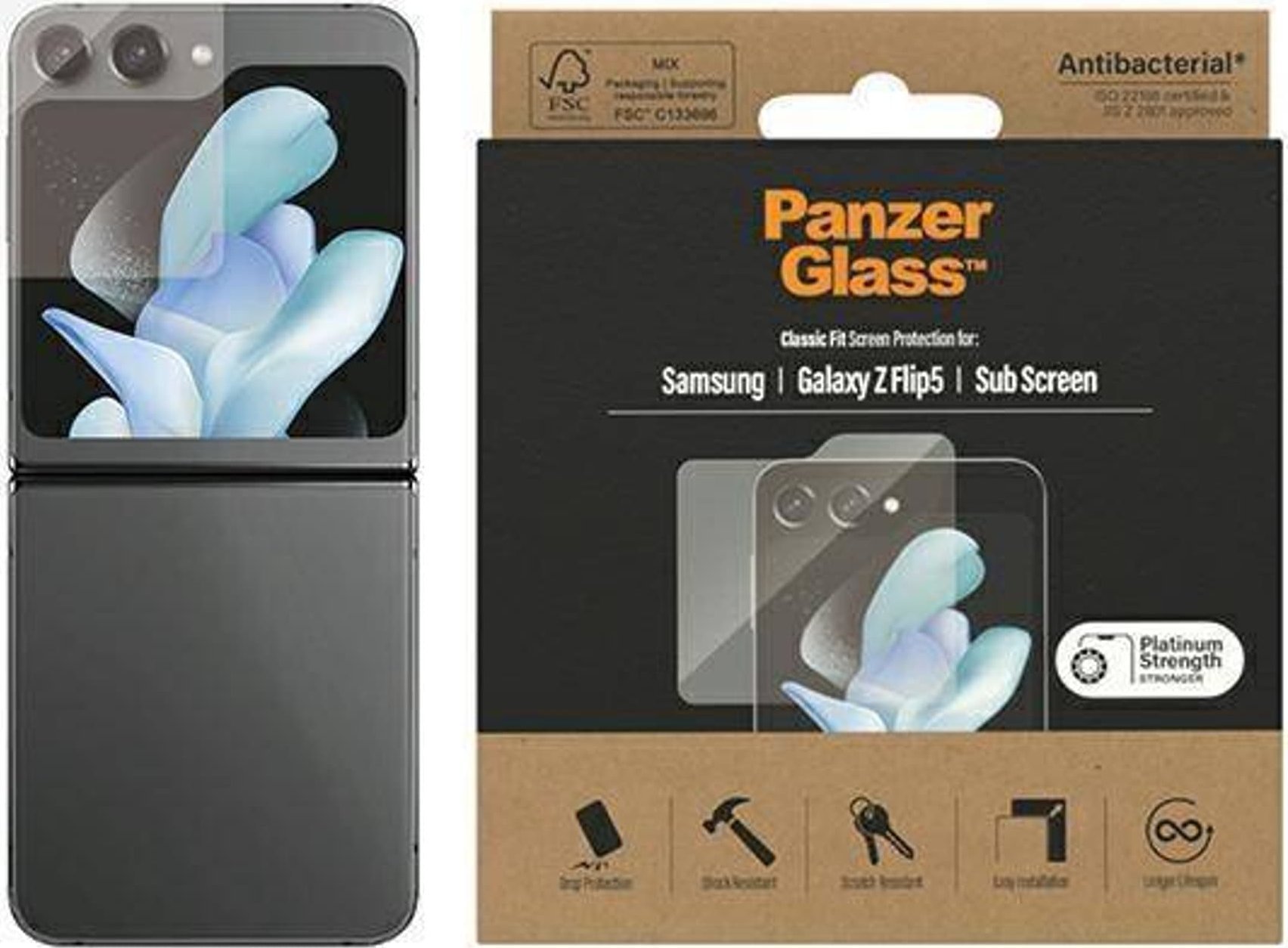 PanzerGlass PanzerGlass Classic Fit Sam Z Flip5 F731 Screen Protection Antibacterial 7337