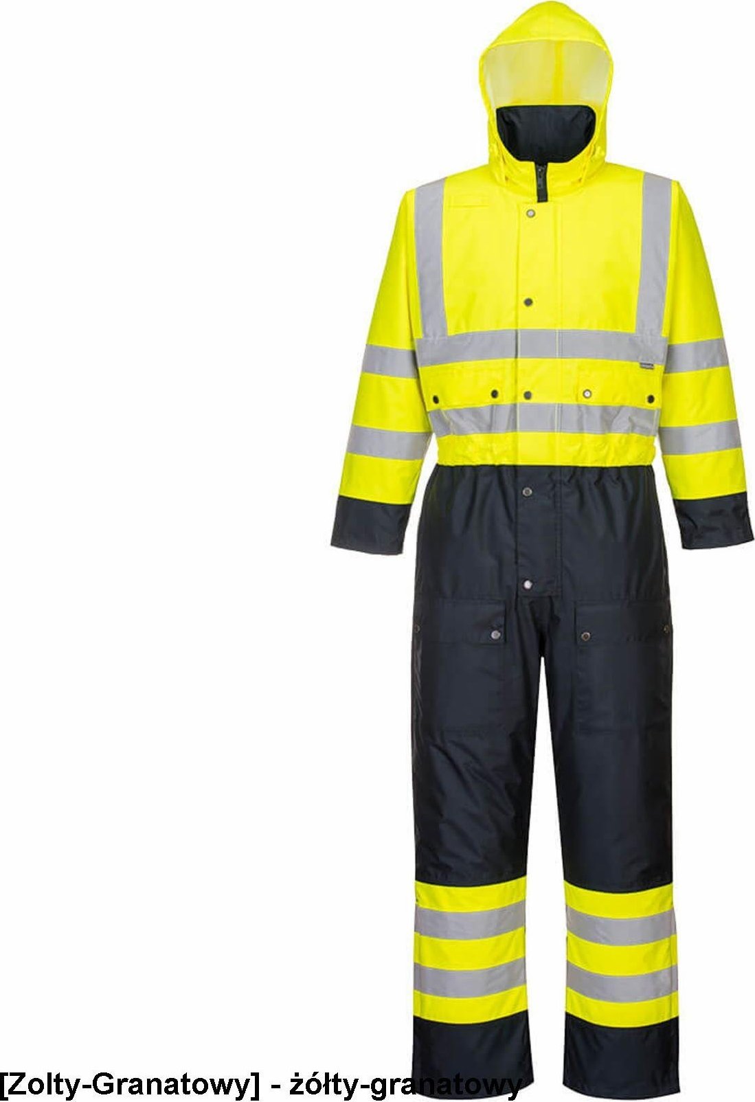 Portwest S485 - Kombinezon ostrzegawczy kontrastowy ocieplany - żółty-granatowy L