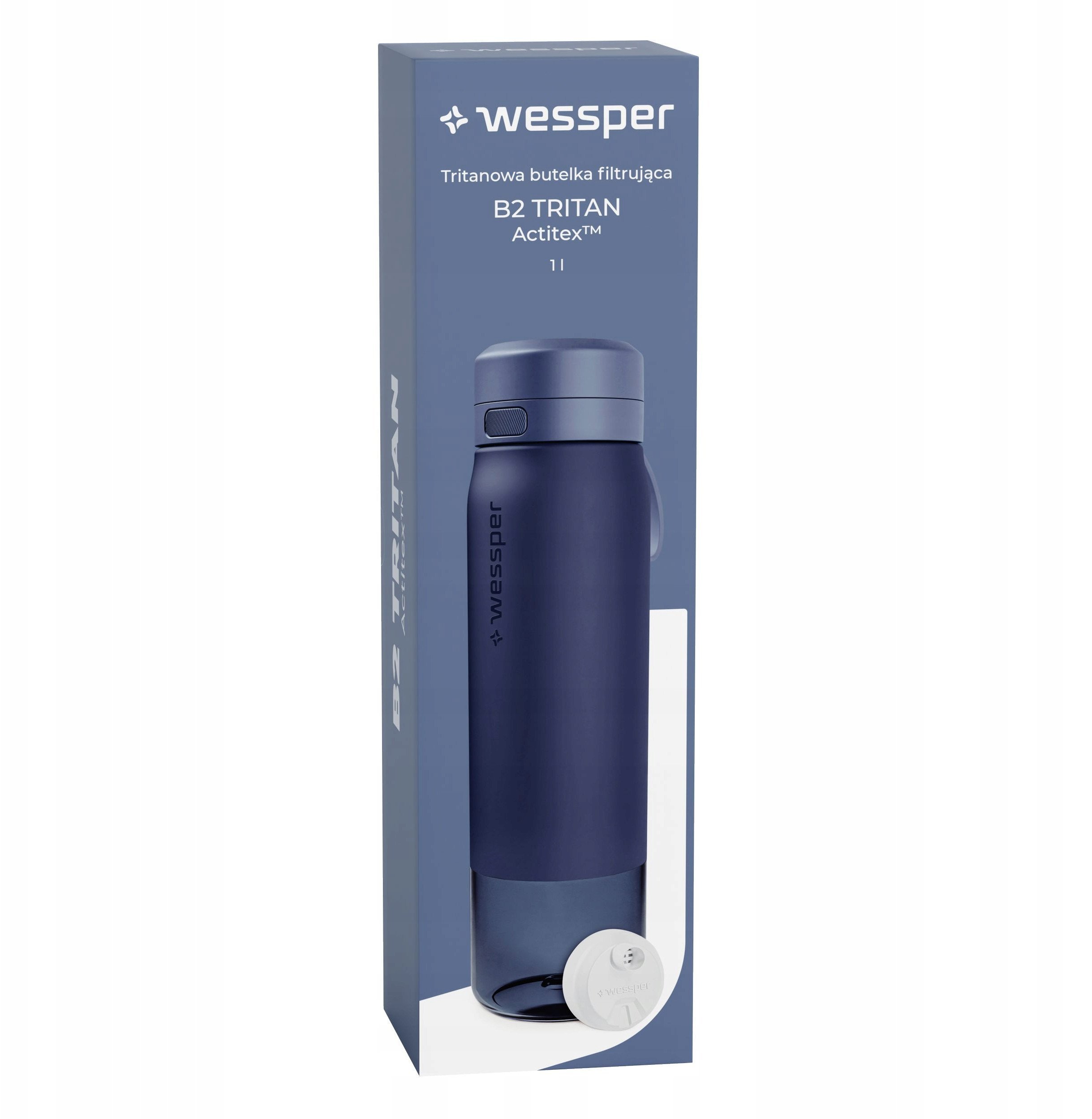 Butelka filtrująca Wessper B2 TRITAN Actitex™ 1000ml Blue (WES273-1000-BL_K)