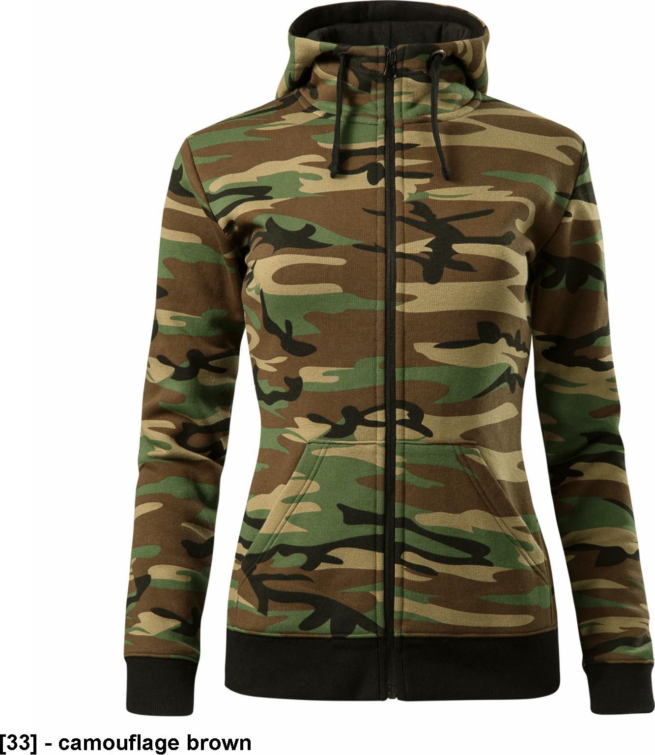 MALFINI Camo Zipper C20 - ADLER - Bluza damska, 300 g/m, 65% bawełna, 35% poliester - camouflage brown L
