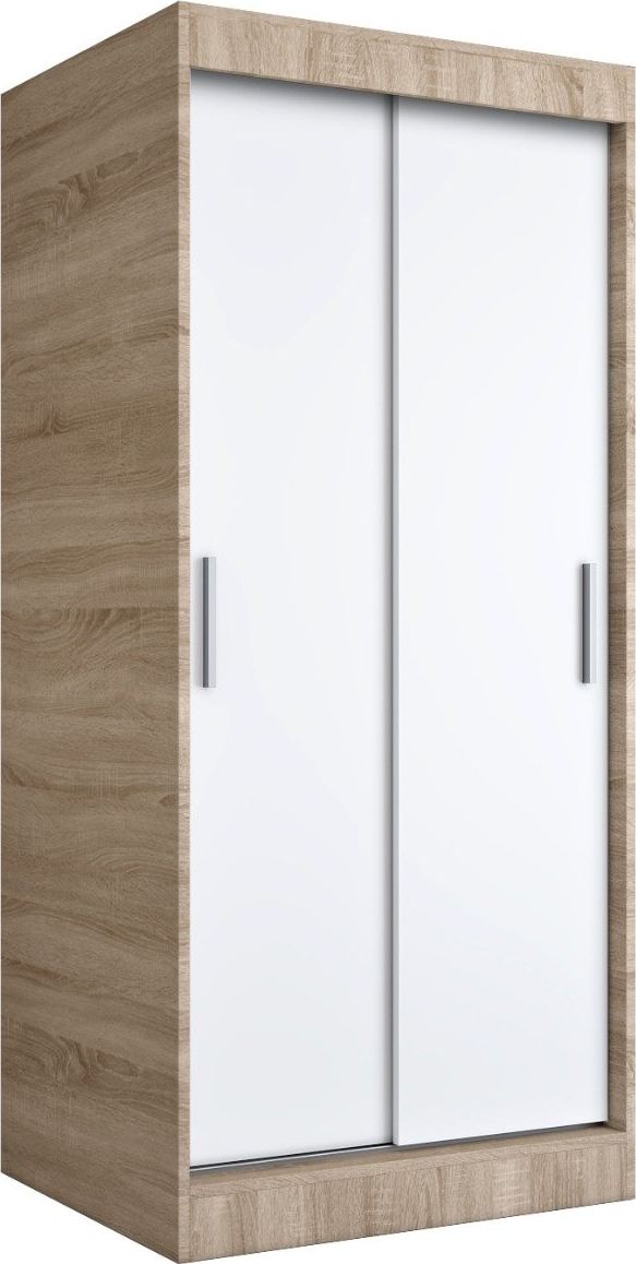 MKPOL Szafa przesuwna MODUO COMFORT 90 dąb sonoma/biała mat gładka