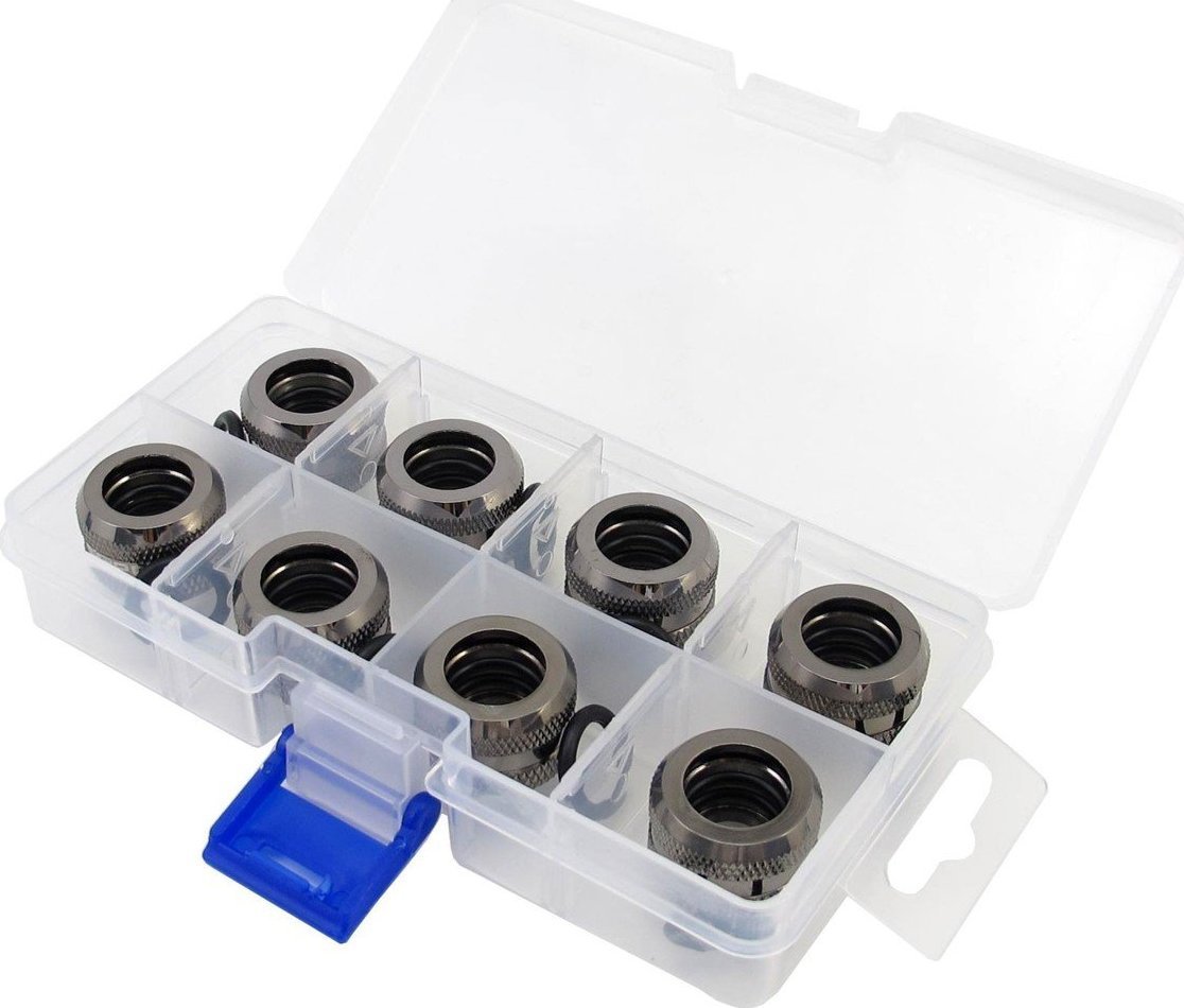 XSPC XSPC Anschluss G1/4" auf 14mm Hardtube, schwarz chrome - 8 Stück