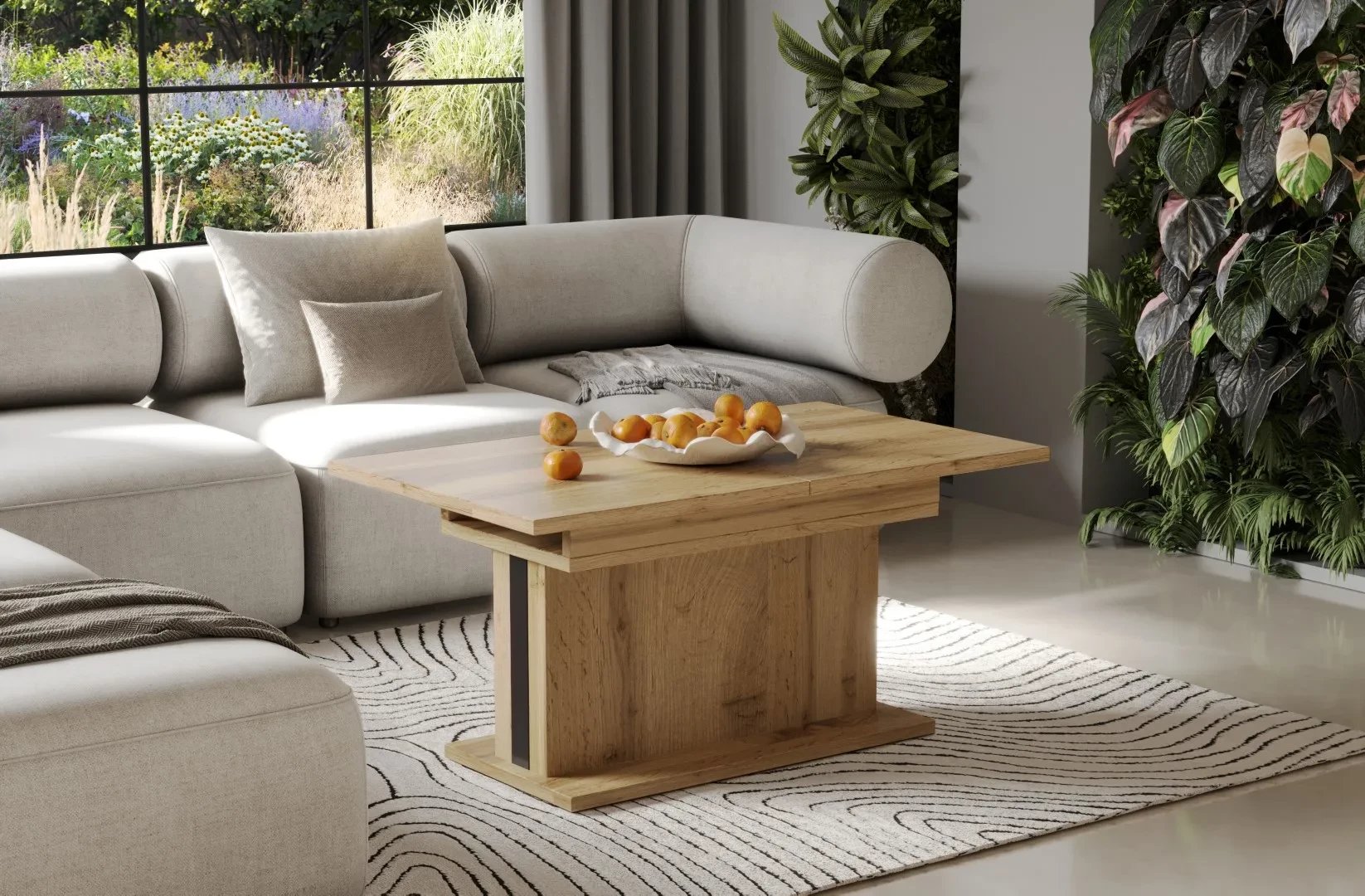 Ława rozkładana podnoszona SOLARIS 110(170)x65 dąb wotan ENDO