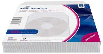 MediaRange Plastiktasche 1 Disc mit Lasche klebe Rücks. 50pc