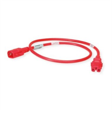 Kabel zasilający Bachmann C14-C15 1.0m czerwony 10A, blokada po obu stronach