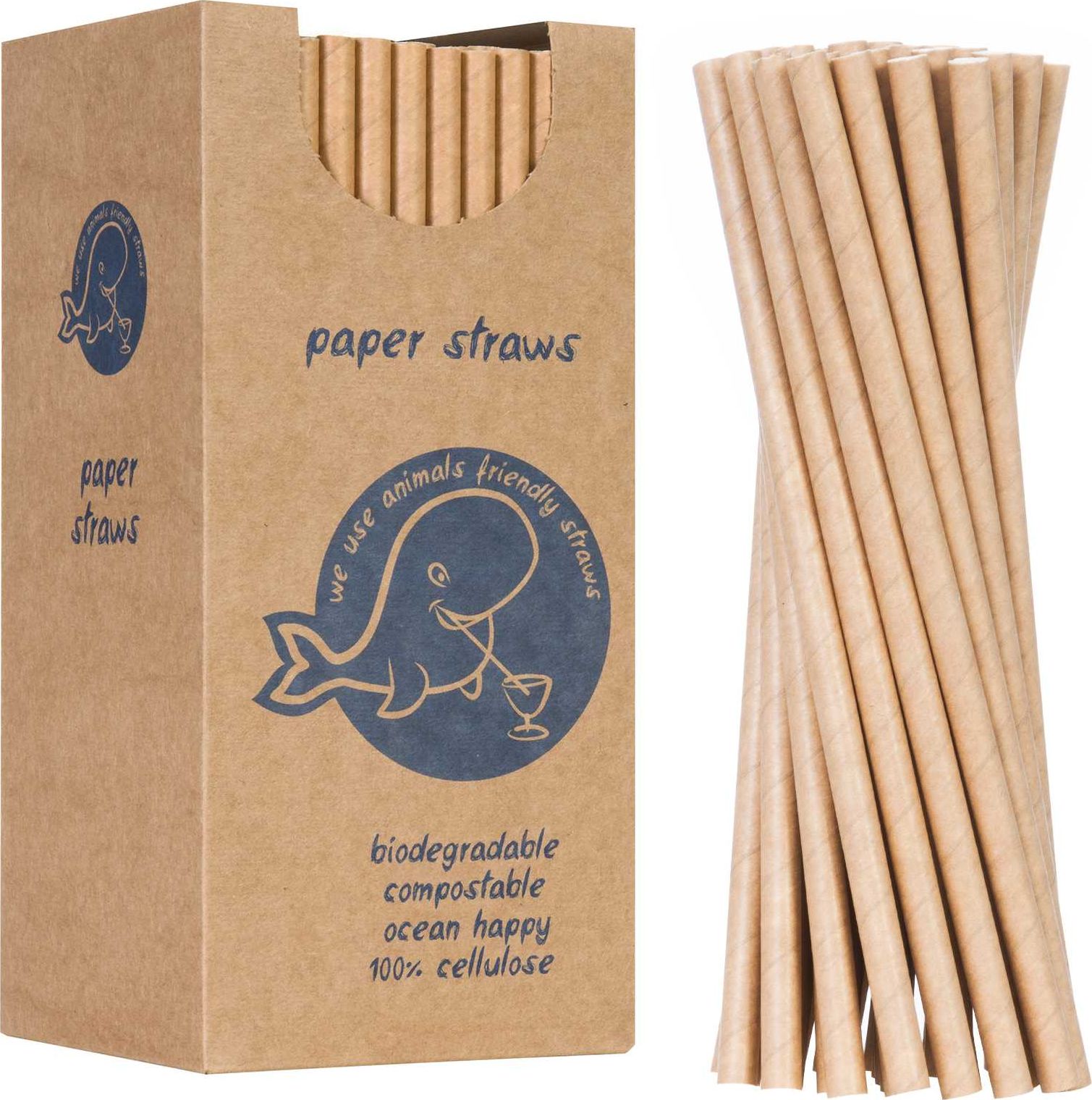 GSG słomki papierowe BIO* PAPER STRAWS grube 8/205mm brązowe 160 sztuk (1009892)