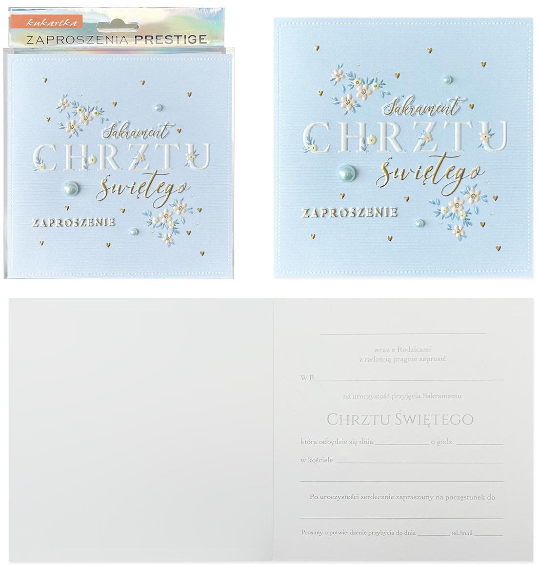 Zaproszenie Chrzest 5szt
