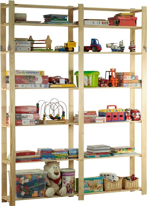 Wamar-Sosenka Regał na książki drewniany B32R 220x170x38 7 półek Naturalny