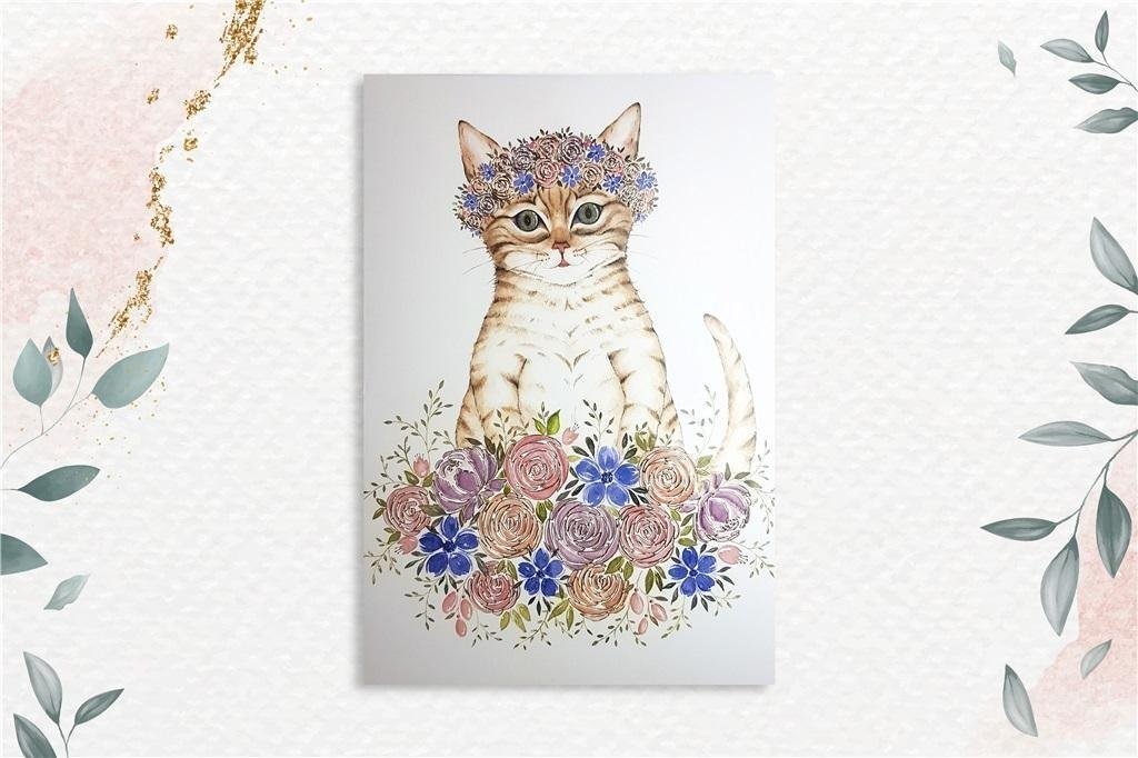 HENRY Karnet A5 Kot w kwiatach