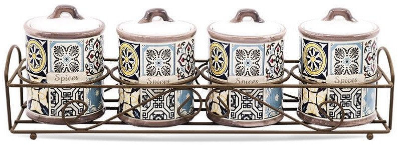 Zestaw 4 pojemników ceramicznych HOLIDAY IN PORTO