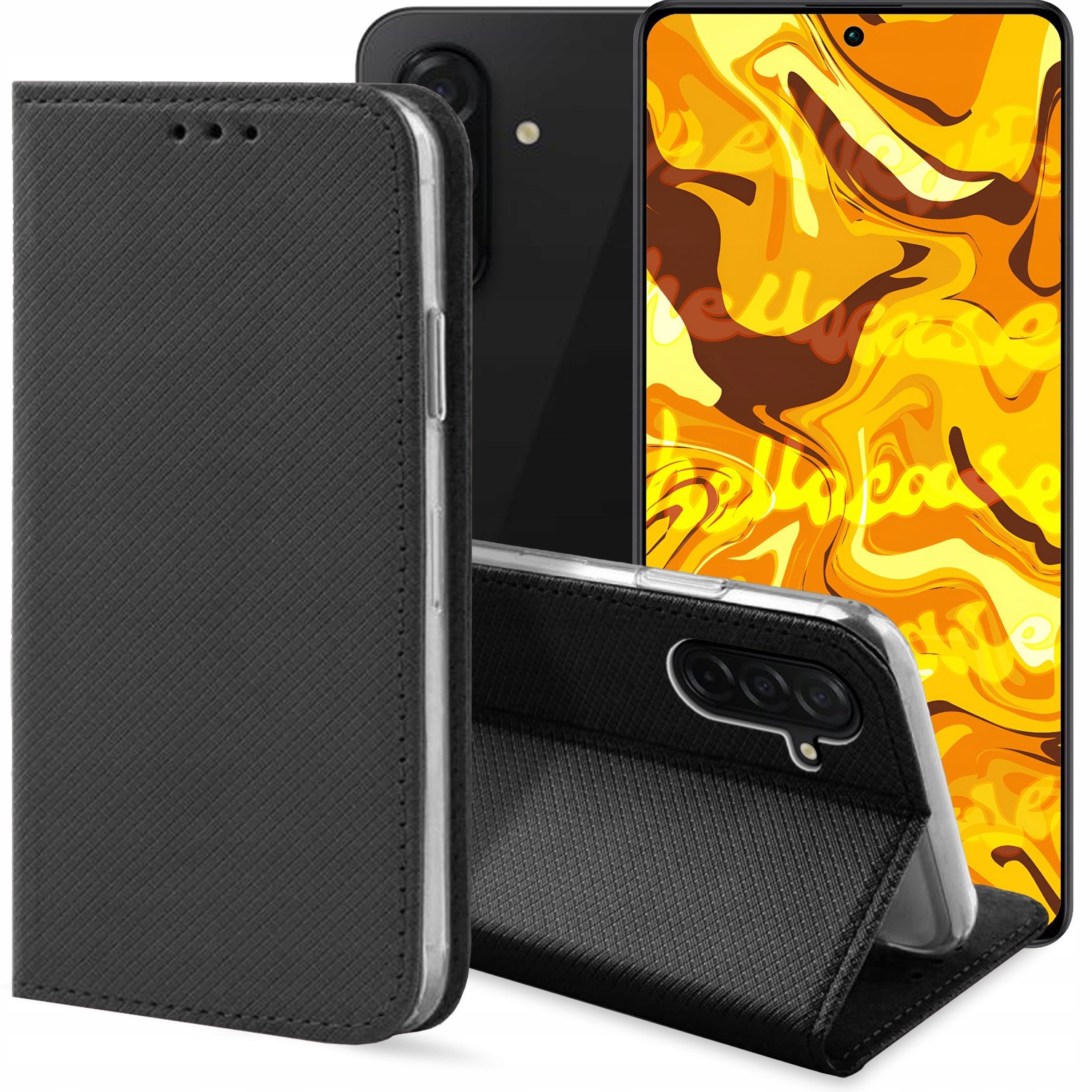 ETUI Z KLAPKĄ DO SAMSUNG GALAXY A26 5G CZARNE ZAMYKANE MAGNETYCZNE KABURA