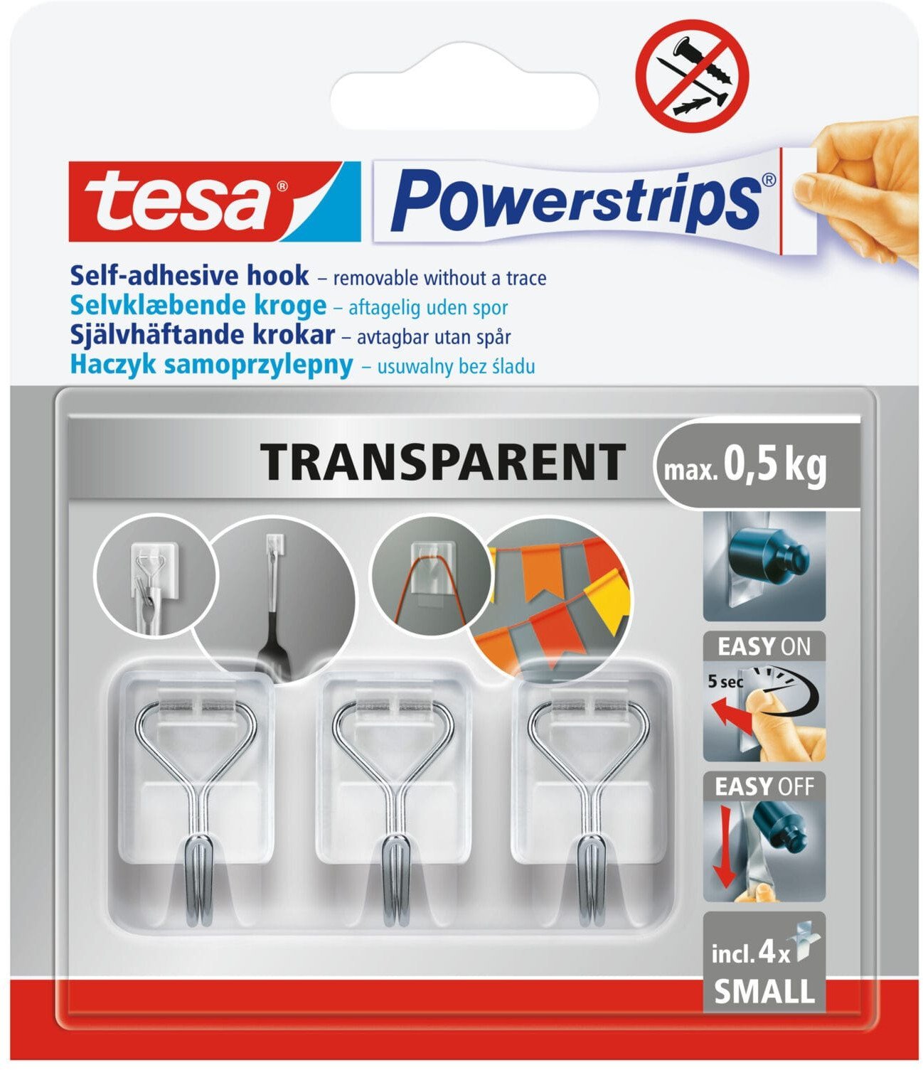 HACZYKI SAMOPRZYLEP.POWERSTRIPS 3 SZT.DRUCIANE TRANSPRENTNE