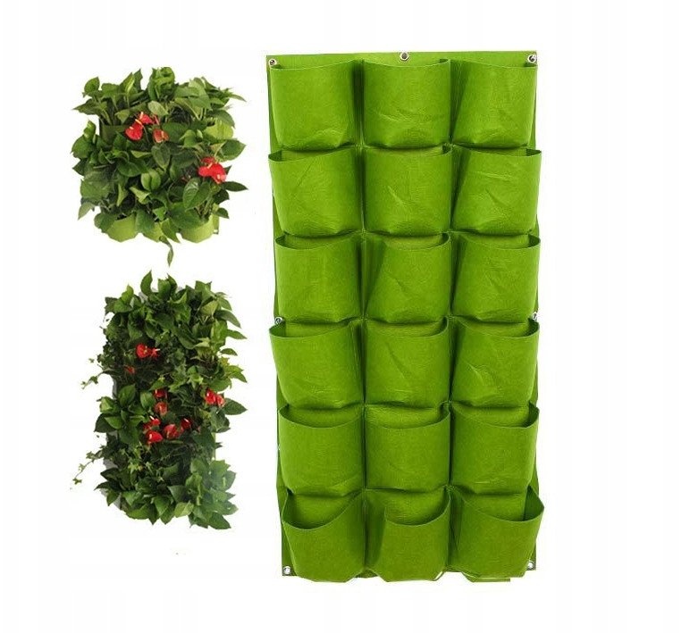 Doniczka WISZĄCA FILC Kaskada WARZYW ZIÓŁ TRUSKAWEK Ogród ZIELNIK 18 miejsc