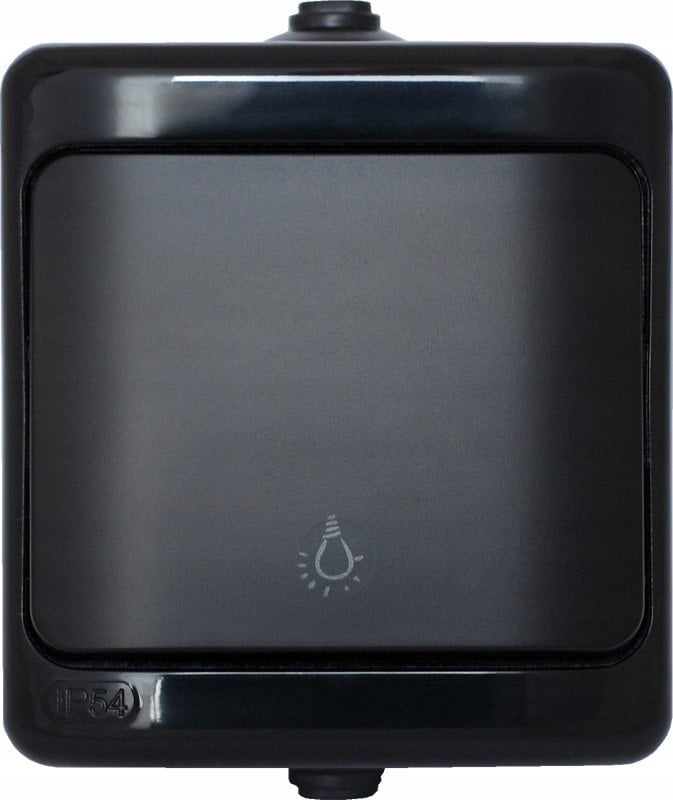 KOS BRYZA Przycisk światło IP54 10AX 250V czarny 180903